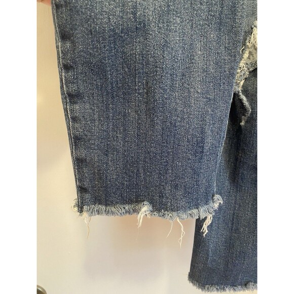 Old Navy Jeans Mid Rise Boyfriend Womens Size 10 Cobalt Med Wash Distressed Crop - Picture 5 of 8